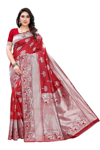 Vamika Banarasi Jacquard Weaving Red Saree (AMEE RED)
