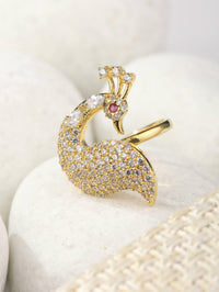 Thumbnail for Priyaasi Women American Diamond Gold Plated Peacock Shaped Ring - Distacart