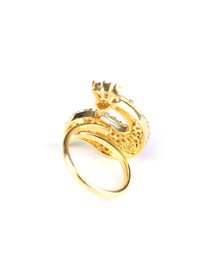 Thumbnail for Priyaasi Women American Diamond Gold Plated Peacock Shaped Ring - Distacart