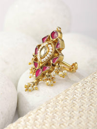 Thumbnail for Priyaasi Women Ruby American Diamond Gold Plated Ring - Distacart