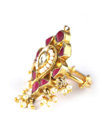 Thumbnail for Priyaasi Women Ruby American Diamond Gold Plated Ring - Distacart