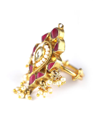 Priyaasi Women Ruby American Diamond Gold Plated Ring - Distacart