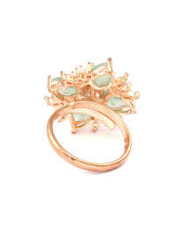 Thumbnail for Priyaasi Women Contemporary Mint Green American Diamond Rose Gold Ring - Distacart
