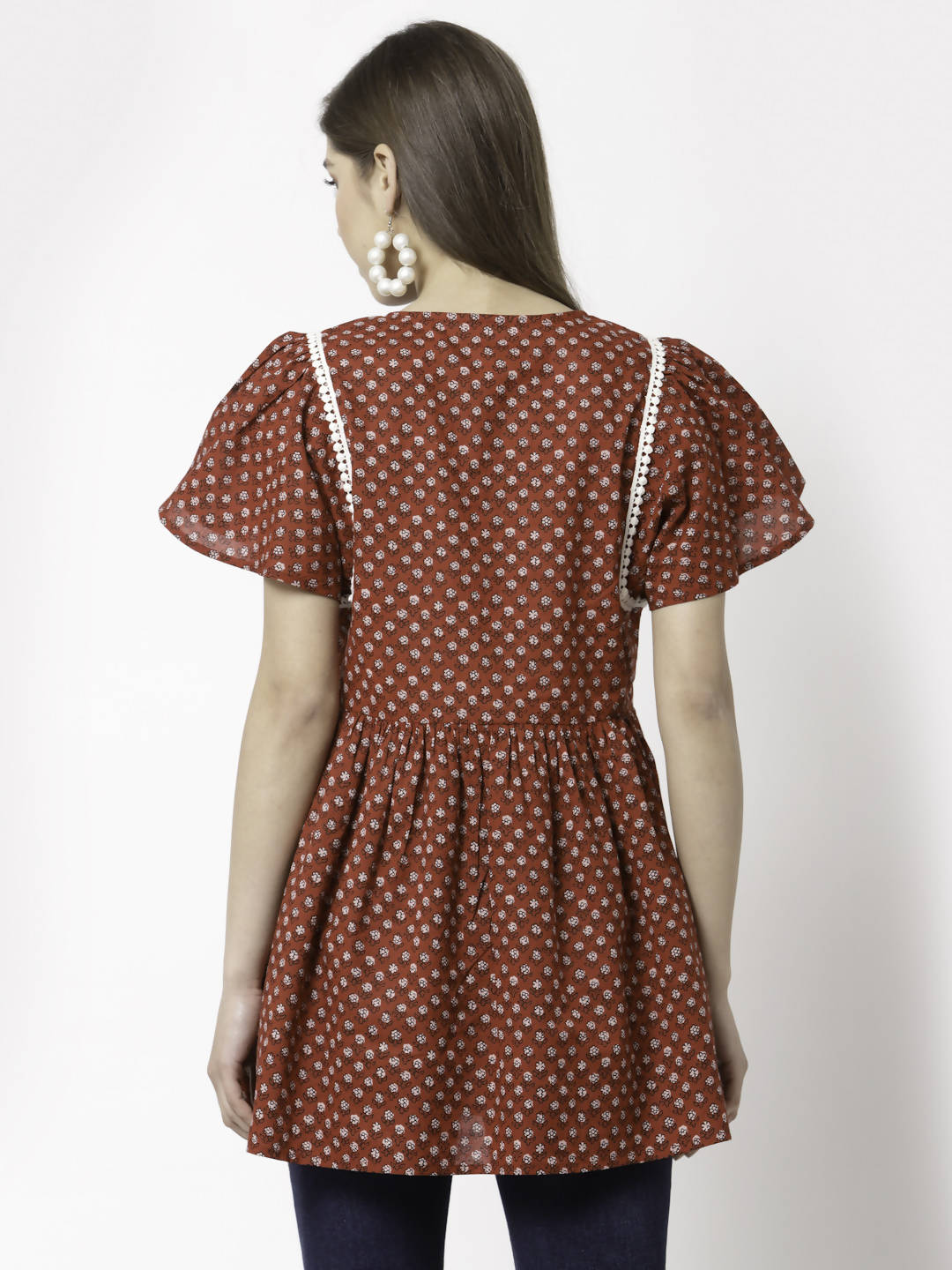 Myshka Printed Half Sleeve Round Neck Casual Cotton Top For Women