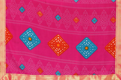 Vamika Pink Georgette Printed With Lace Saree - Distacart