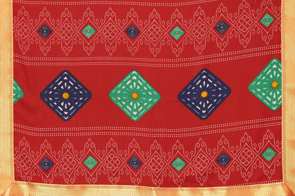 Vamika Red Georgette Printed With Lace Saree - Distacart