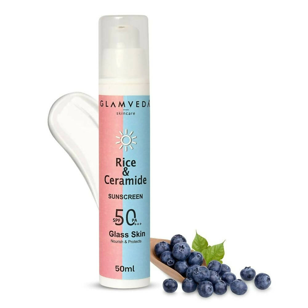 Glamveda Korean Glass Skin Rice & Ceramide Dewy Sunscreen Spf 50 Pa+++ - Distacart
