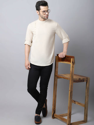 Even Apparels Cream Pure Cotton Kurta With Side Placket - Distacart