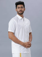 Thumbnail for Ramraj Cotton Mens Half Sleeve Formal Poly Cotton White Shirt - Distacart