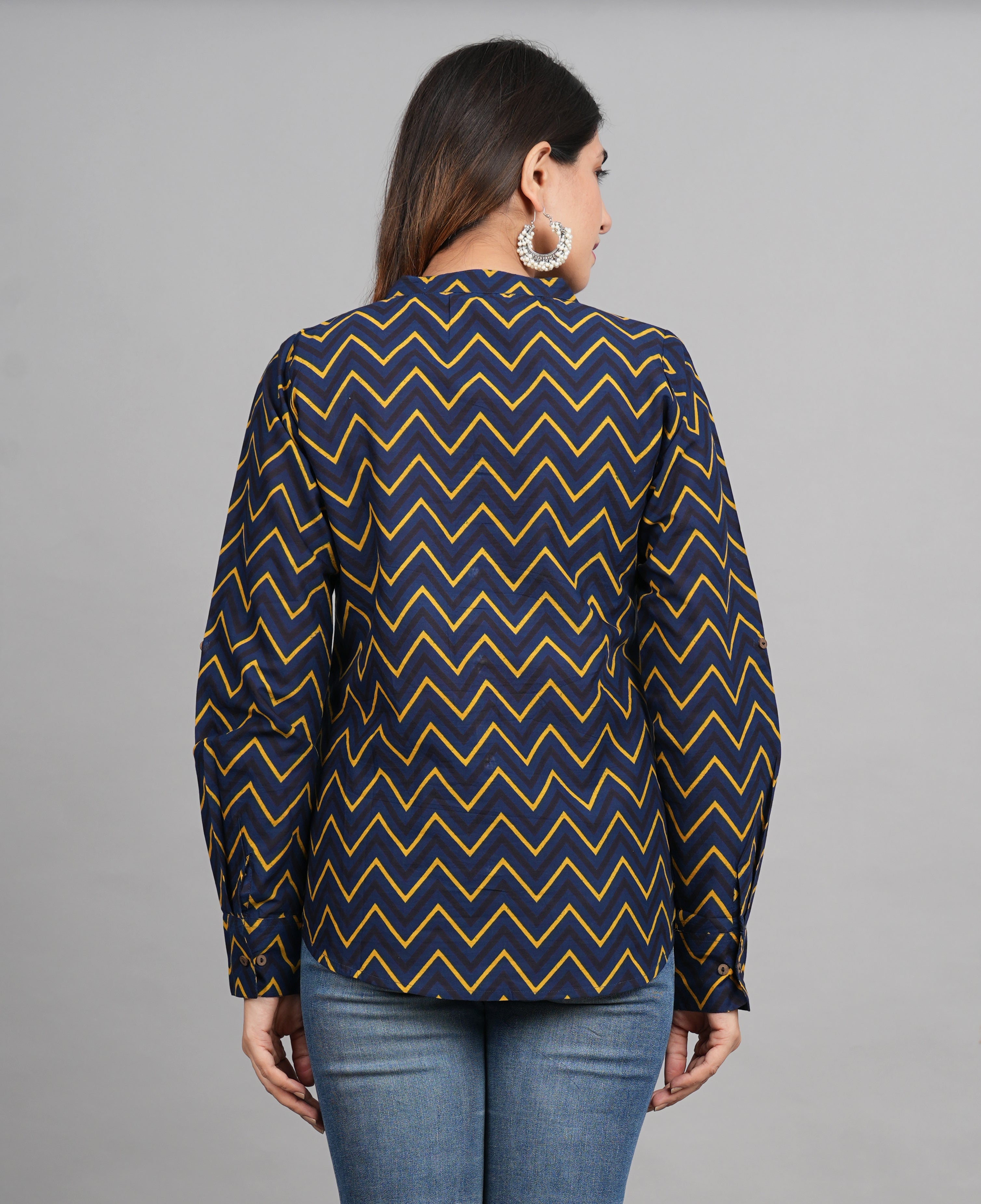 House of RP Women Cotton Dark Blue Print Casual Shirt - Distacart