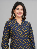 Thumbnail for House of RP Women Cotton Dark Blue Print Casual Shirt - Distacart