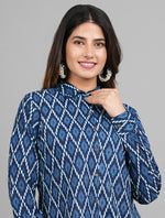 Thumbnail for House of RP Women Cotton Blue Print Casual Shirt - Distacart