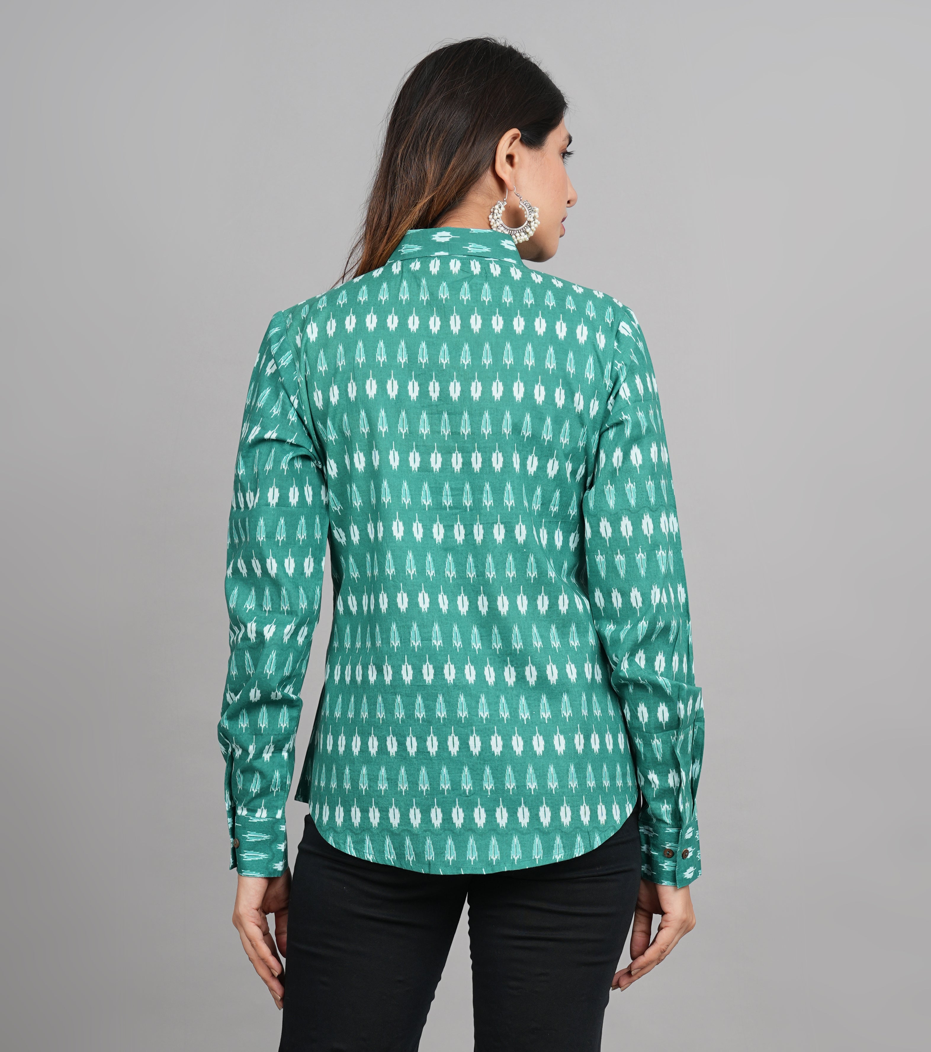 House of RP Women Cotton Green Print Casual Shirt - Distacart
