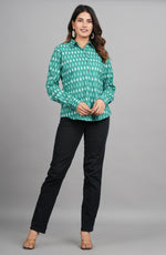 Thumbnail for House of RP Women Cotton Green Print Casual Shirt - Distacart