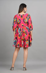 Thumbnail for House of RP Women Cotton Pink Fit and Flare Short Dress - Distacart