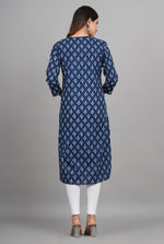 Thumbnail for House of RP Women Cotton Blue Floral Print Straight Kurta - Distacart