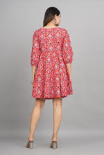 Thumbnail for House of RP Women Cotton Red Fit and Flare Short Dress - Distacart