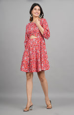 Thumbnail for House of RP Women Cotton Red Fit and Flare Short Dress - Distacart