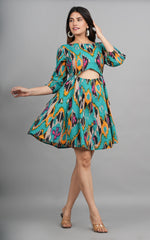Thumbnail for House of RP Women Cotton Green Fit and Flare Short Dress - Distacart