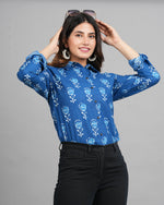 Thumbnail for House of RP Women Light Blue Cotton Floral Print Casual Shirt - Distacart