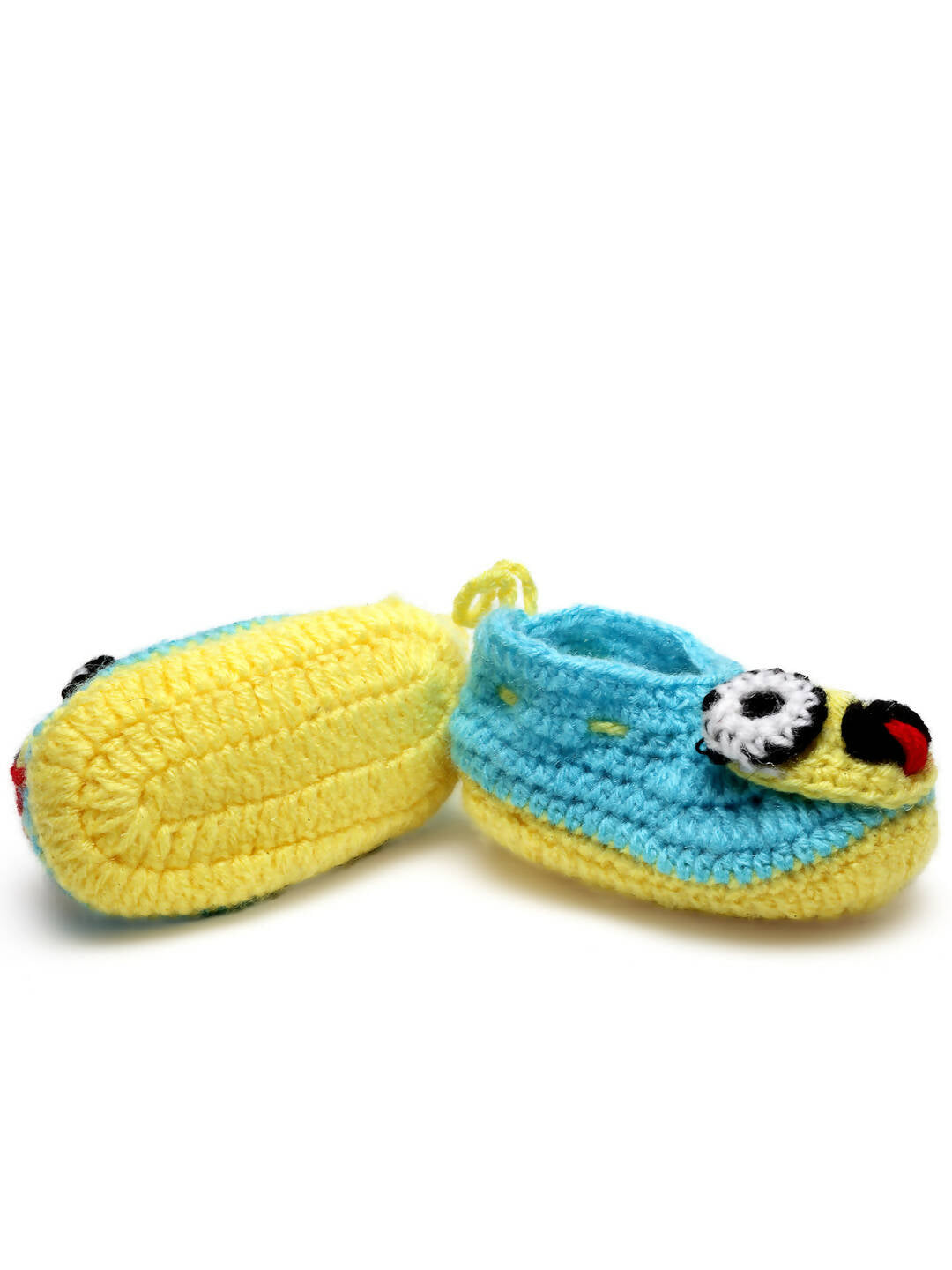 Chutput Kids Woollen Hand Knitted Smile Face Booties - Blue - Distacart