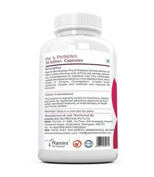 Ramini Bio Nutrition Pre & Probiotics 30 Billion Veg Capsules - Distacart