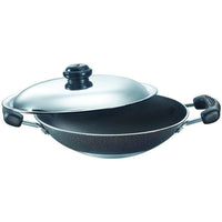 Thumbnail for Prestige Omega Select Plus Residue Free Non-Stick Deep Appachetty with Lid, 20cm,Black and stainless steel
