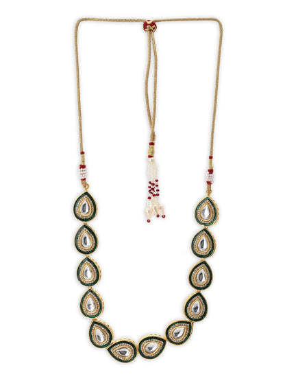 Green White Brass Gold-Plated Necklace - Ruby Raang - Distacart