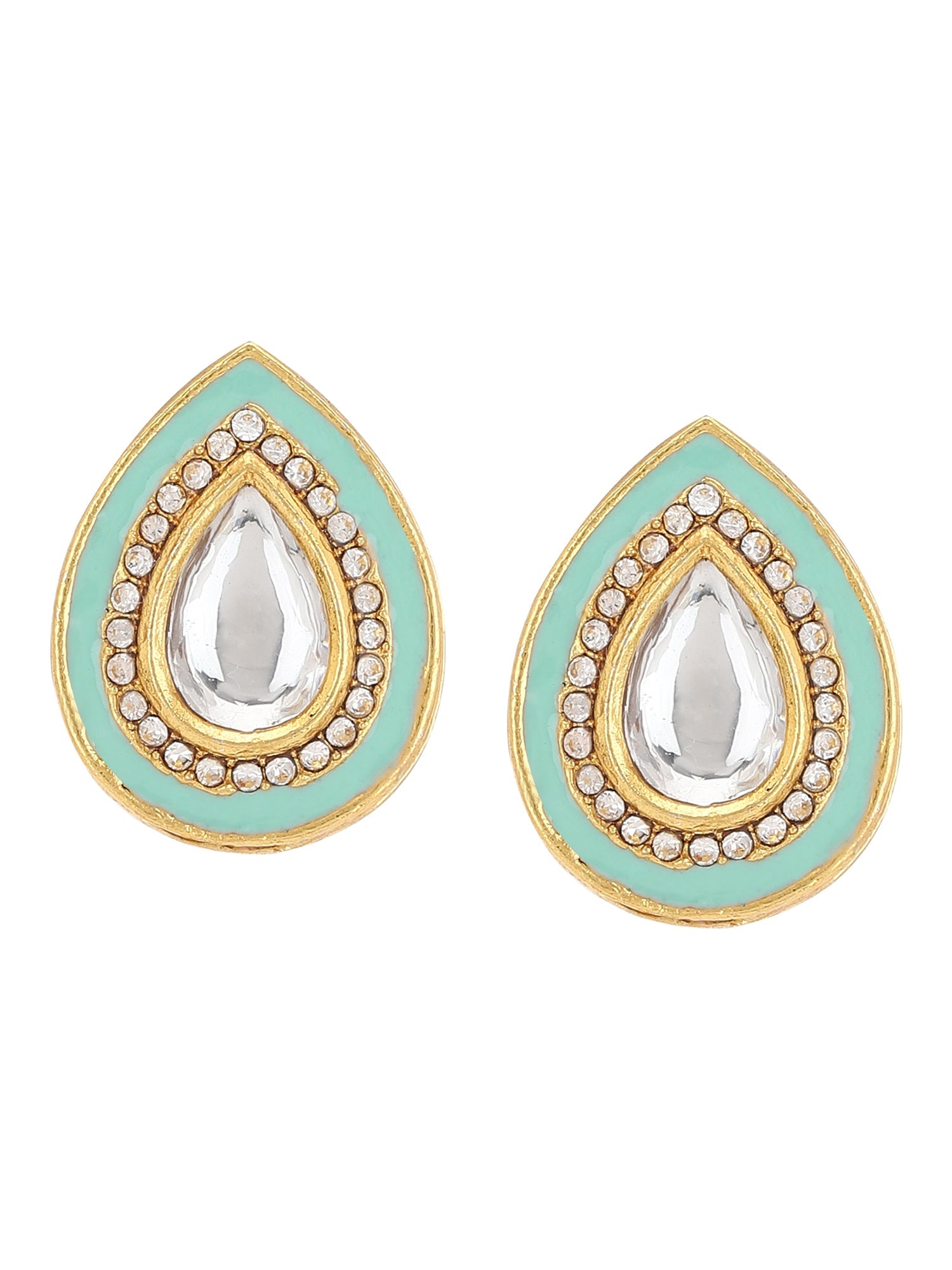 Blue Teardrop Shaped Studs Earrings - Ruby Raang - Distacart