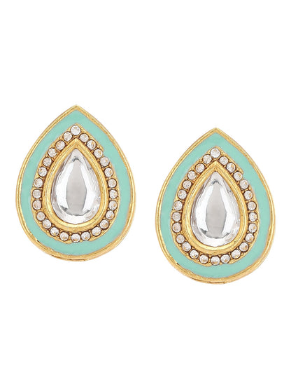 Blue Teardrop Shaped Studs Earrings - Ruby Raang - Distacart