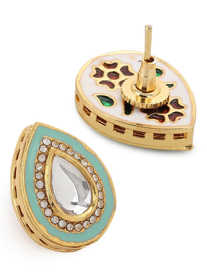 Blue Teardrop Shaped Studs Earrings - Ruby Raang - Distacart
