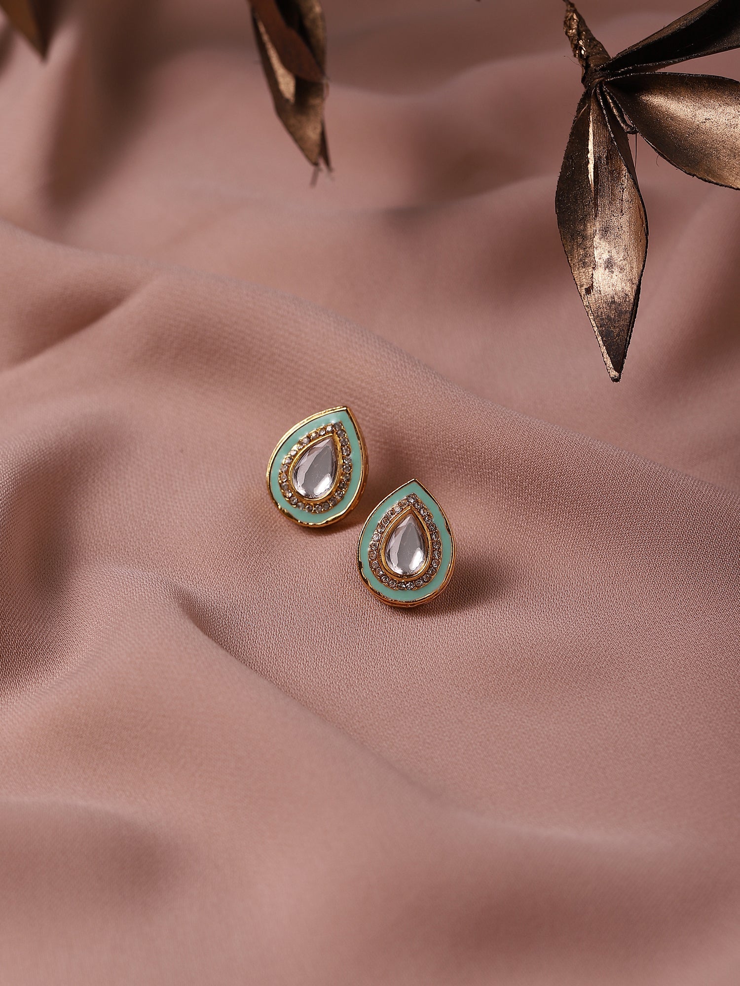 Blue Teardrop Shaped Studs Earrings - Ruby Raang - Distacart