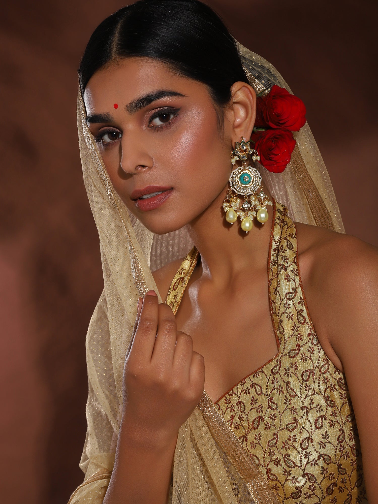 White Gold Plated Circular Drop Earrings - Ruby Raang - Distacart