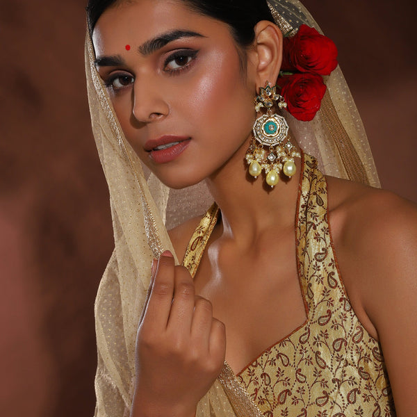 White Gold Plated Circular Drop Earrings - Ruby Raang - Distacart