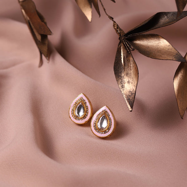 Pink Teardrop Shaped Drop Earrings - Ruby Raang - Distacart