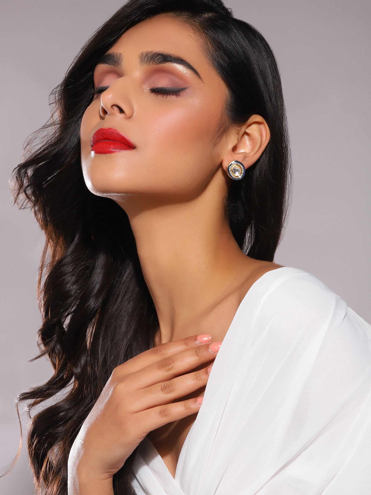 Blue Oval Drop Earrings - Ruby Raang - Distacart