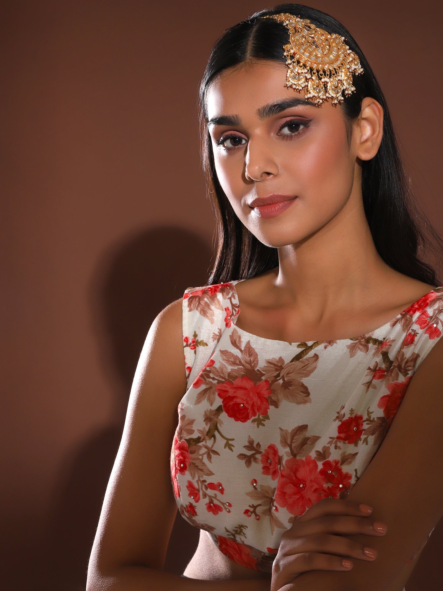 Women's Gold-Plated White Red Kundan-Studded Beaded Jhumar Passa - Ruby Raang - Distacart