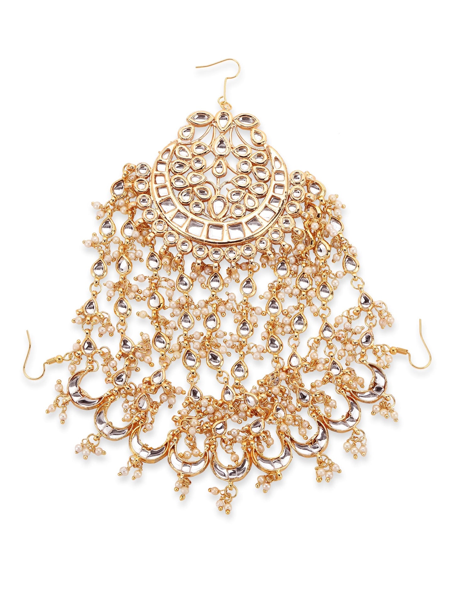 Gold-Plated White Kundan Jhoomarpassa - Ruby Raang - Distacart