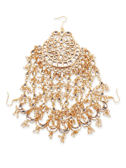 Gold-Plated White Kundan Jhoomarpassa - Ruby Raang - Distacart