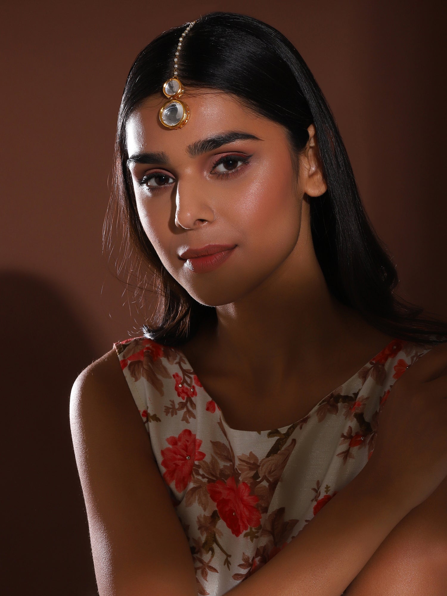 Gold-Plated White Kundan Studded Beaded Maang Tikka - Ruby Raang - Distacart