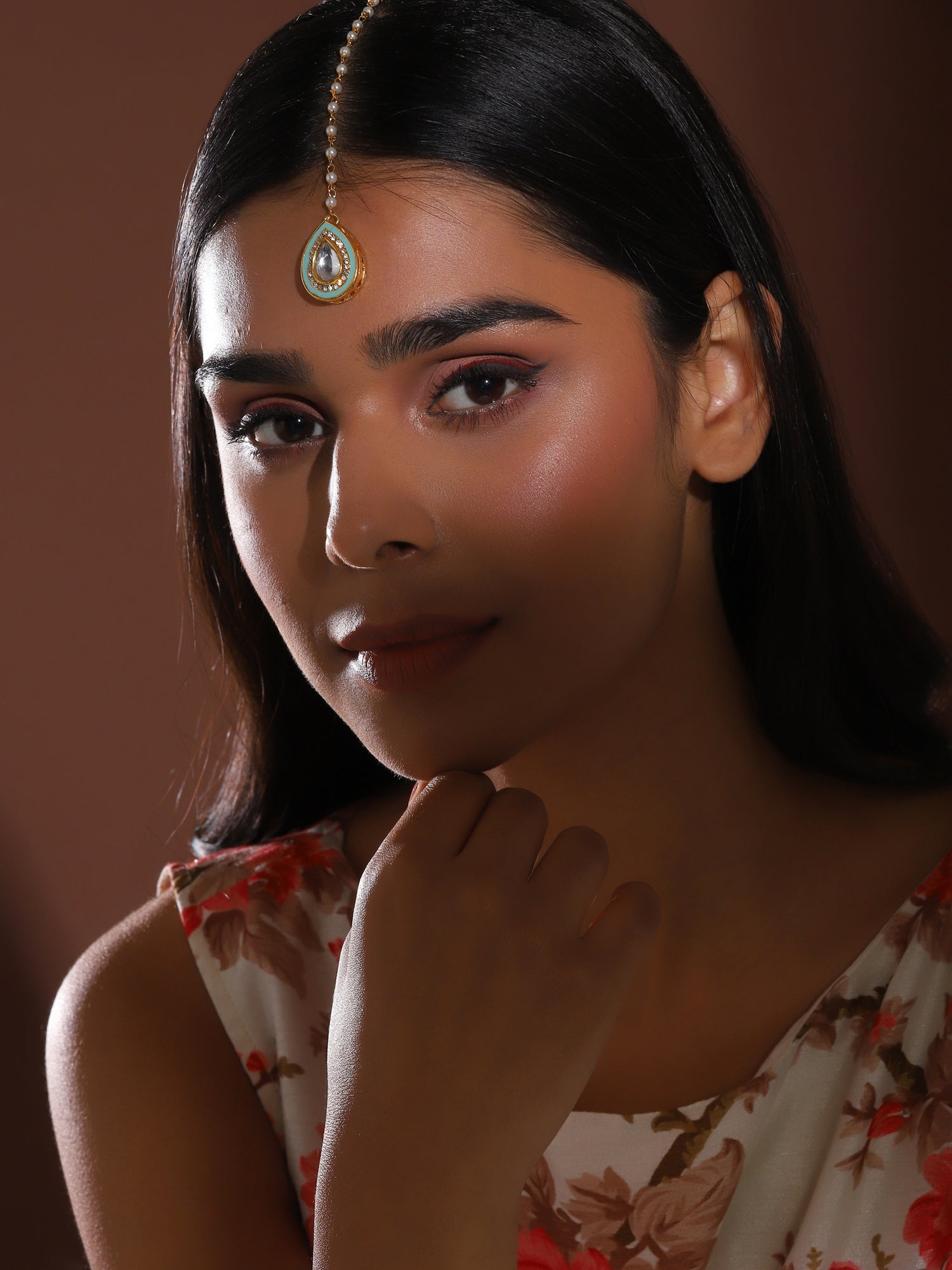 Gold-Plated White Kundan-Studded Maangtika - Ruby Raang - Distacart