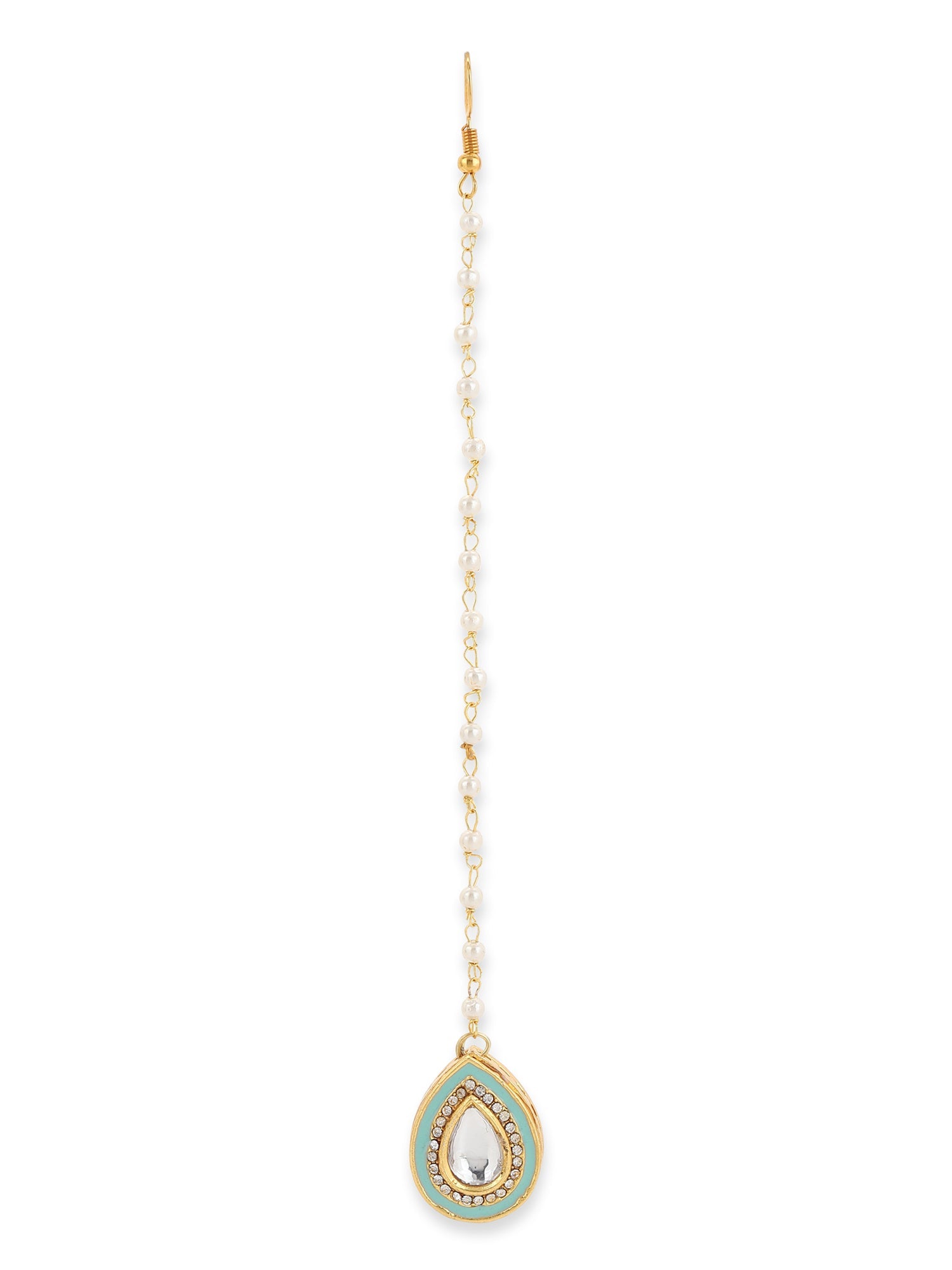Gold-Plated White Kundan-Studded Maangtika - Ruby Raang - Distacart