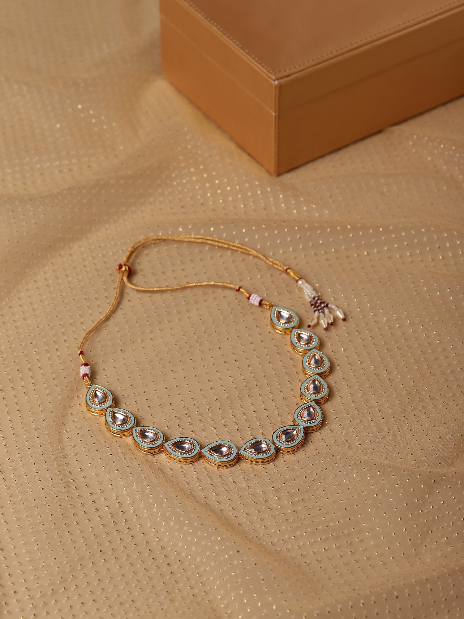 Green Brass Gold-Plated Necklace - Ruby Raang - Distacart