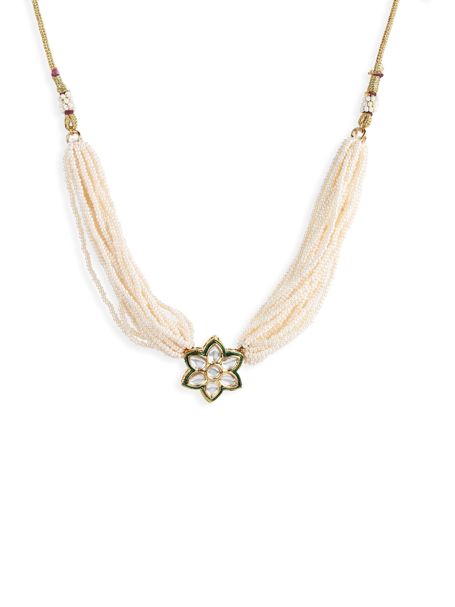 Gold-Toned White Gold-Plated Handcrafted Necklace - Ruby Raang - Distacart