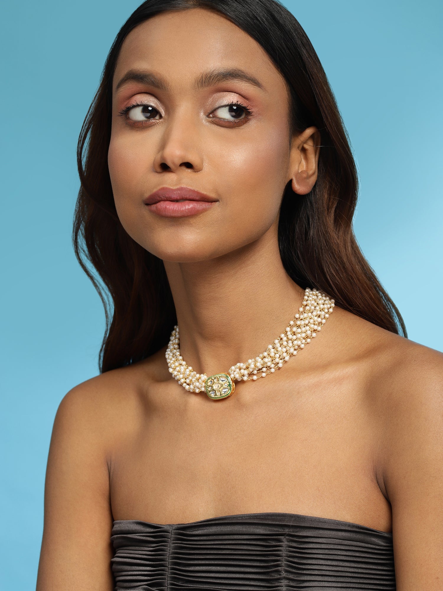 Gold-Toned White Gold-Plated Handcrafted Necklace - Ruby Raang - Distacart