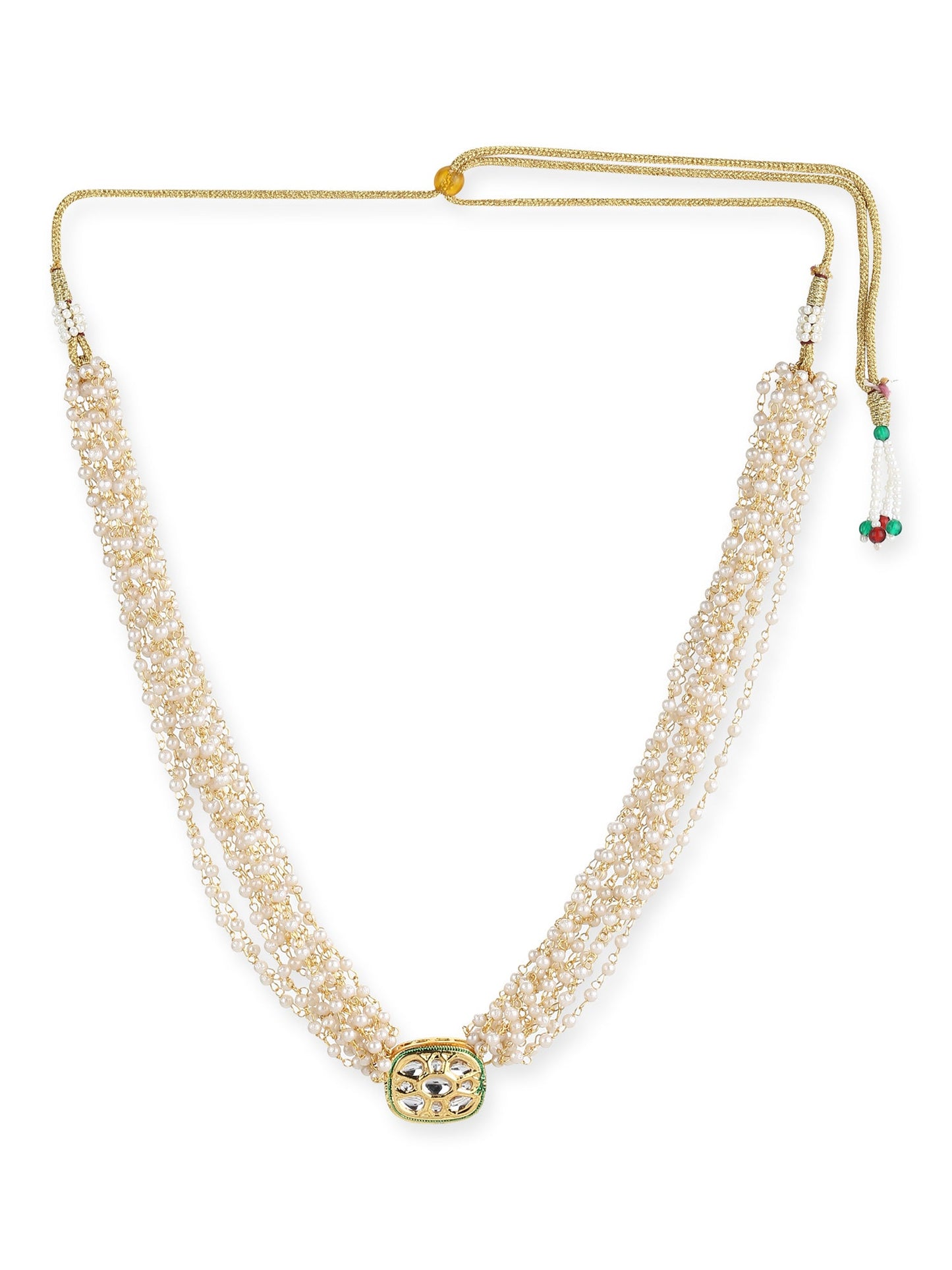 Gold-Toned White Gold-Plated Handcrafted Necklace - Ruby Raang - Distacart