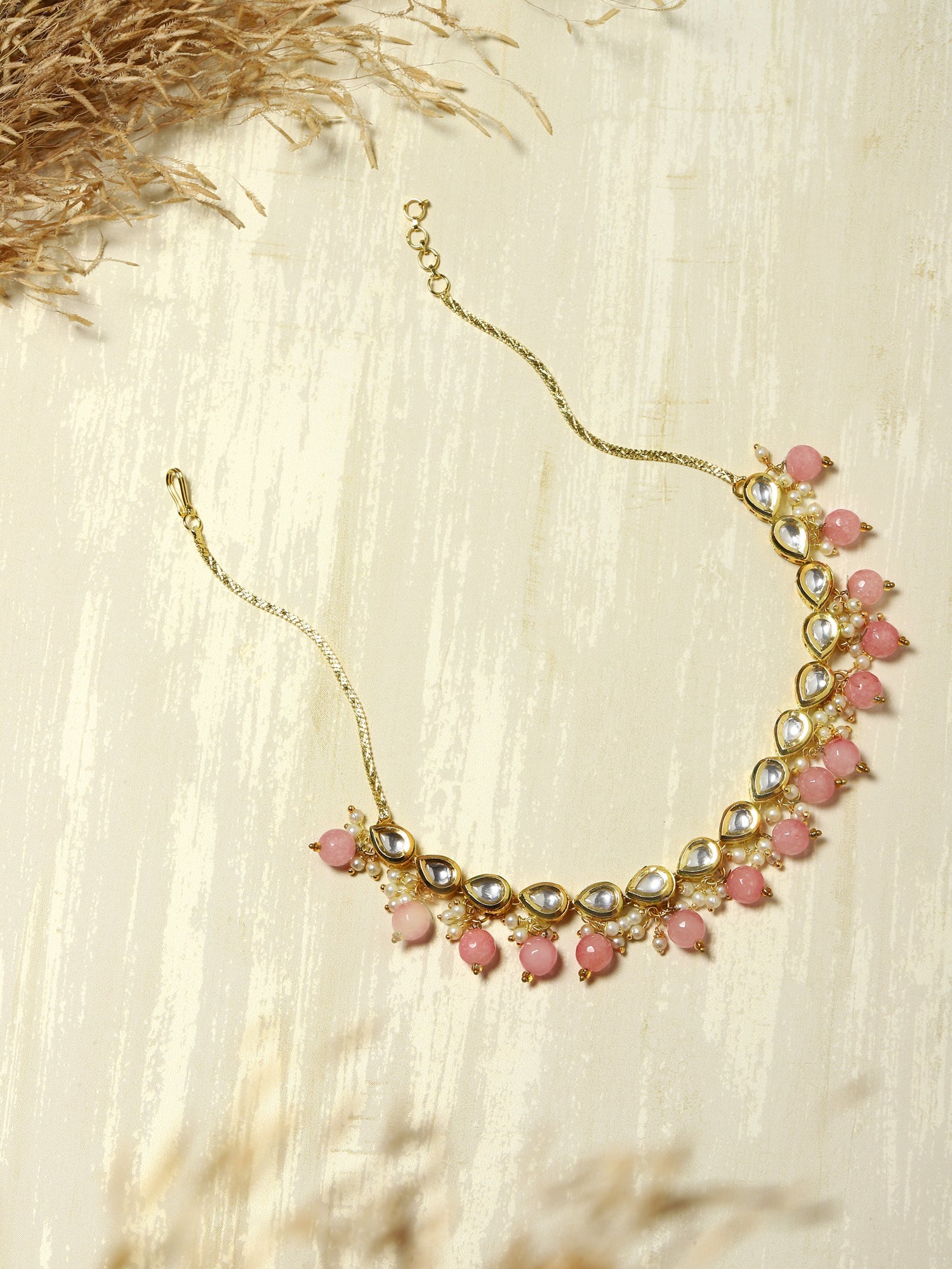 Gold-Toned Pink Gold-Plated Handcrafted Necklace - Ruby Raang - Distacart
