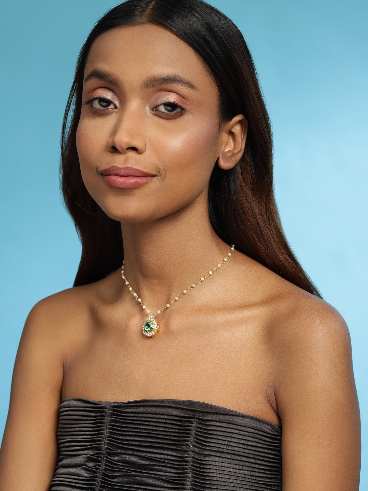 Gold-Plated White Brass Necklace - Ruby Raang - Distacart