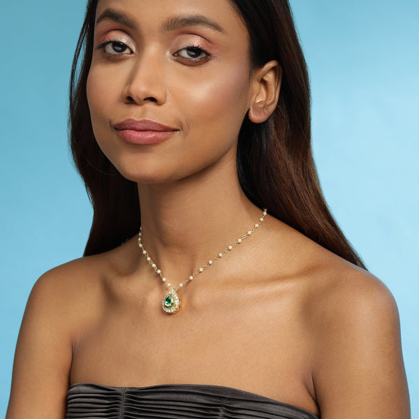 Gold-Plated White Brass Necklace - Ruby Raang - Distacart