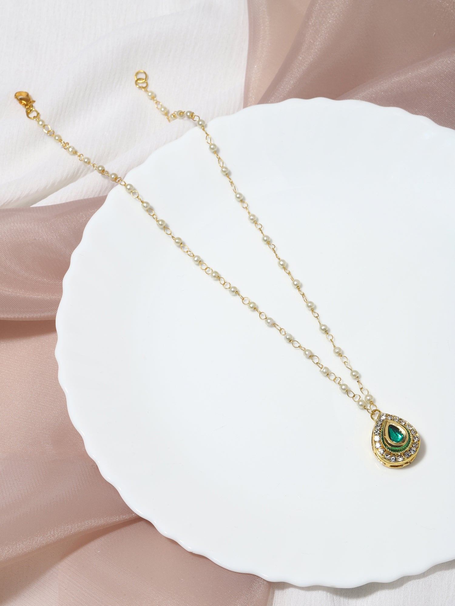 Gold-Plated White Brass Necklace - Ruby Raang - Distacart